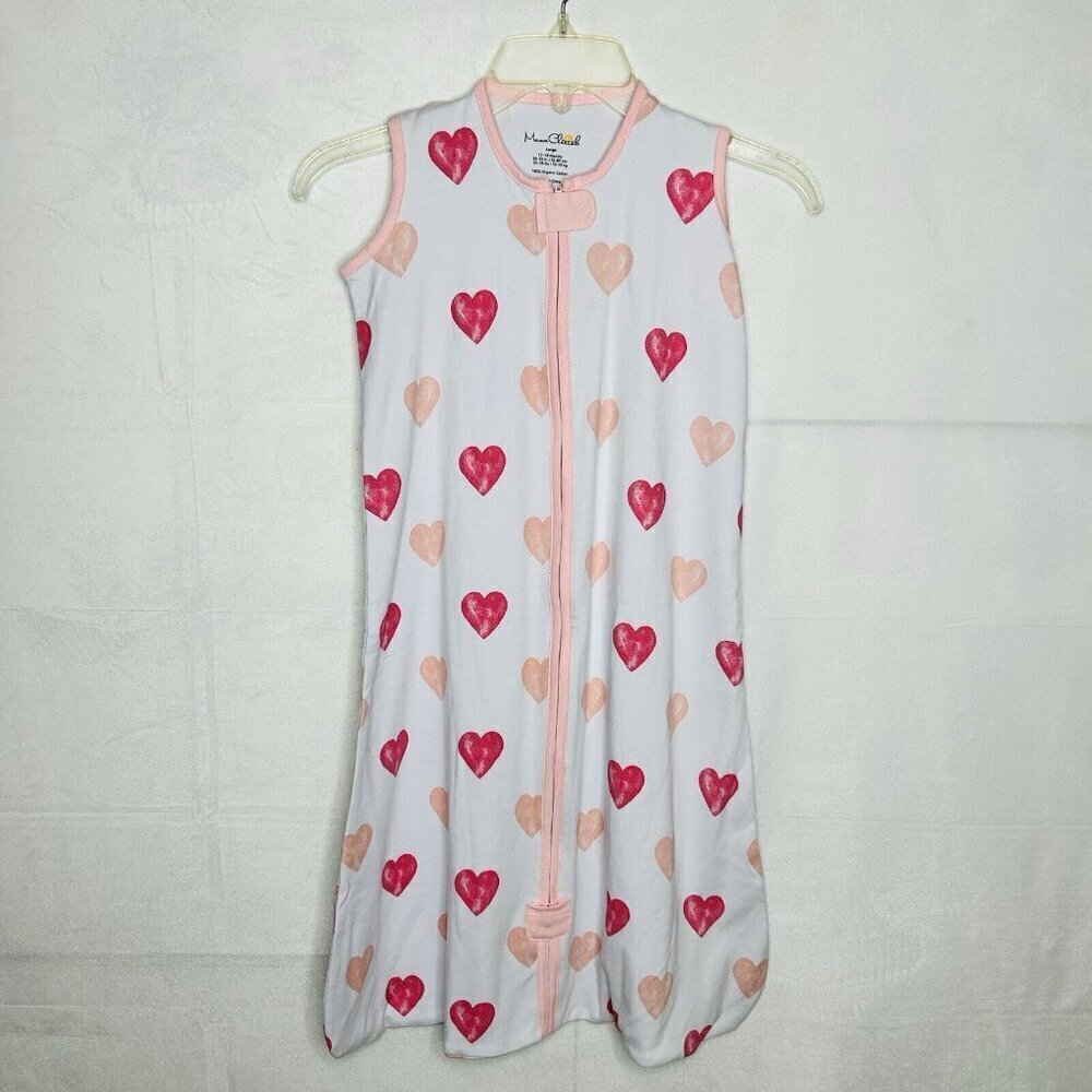 Mama Cheetah Organic Cotton Sleep Sack Sz Large 12-18 Months Heart Design